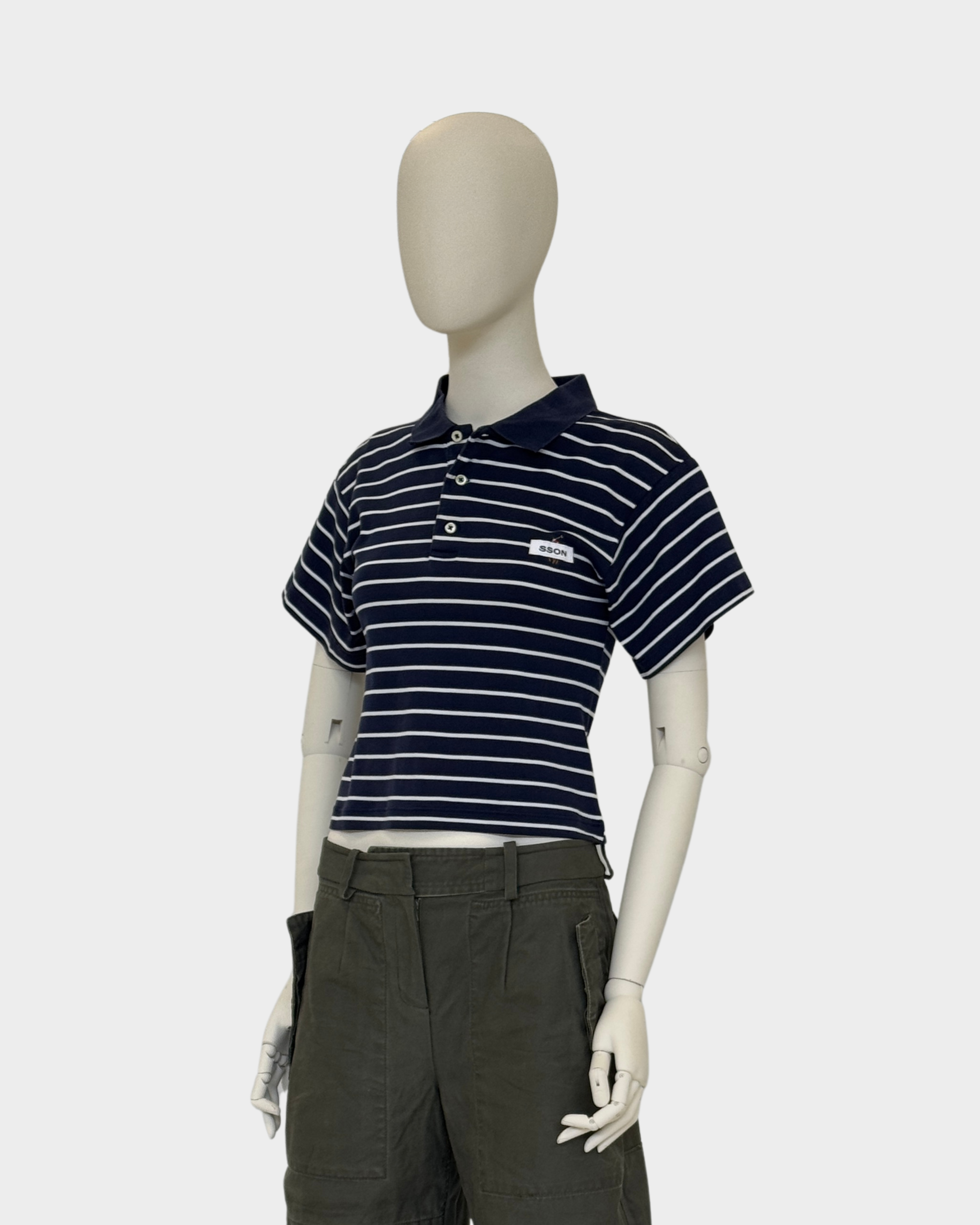 Fitted Polo Striped Navy S