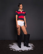 Fitted Polo Striped Red/Blue L
